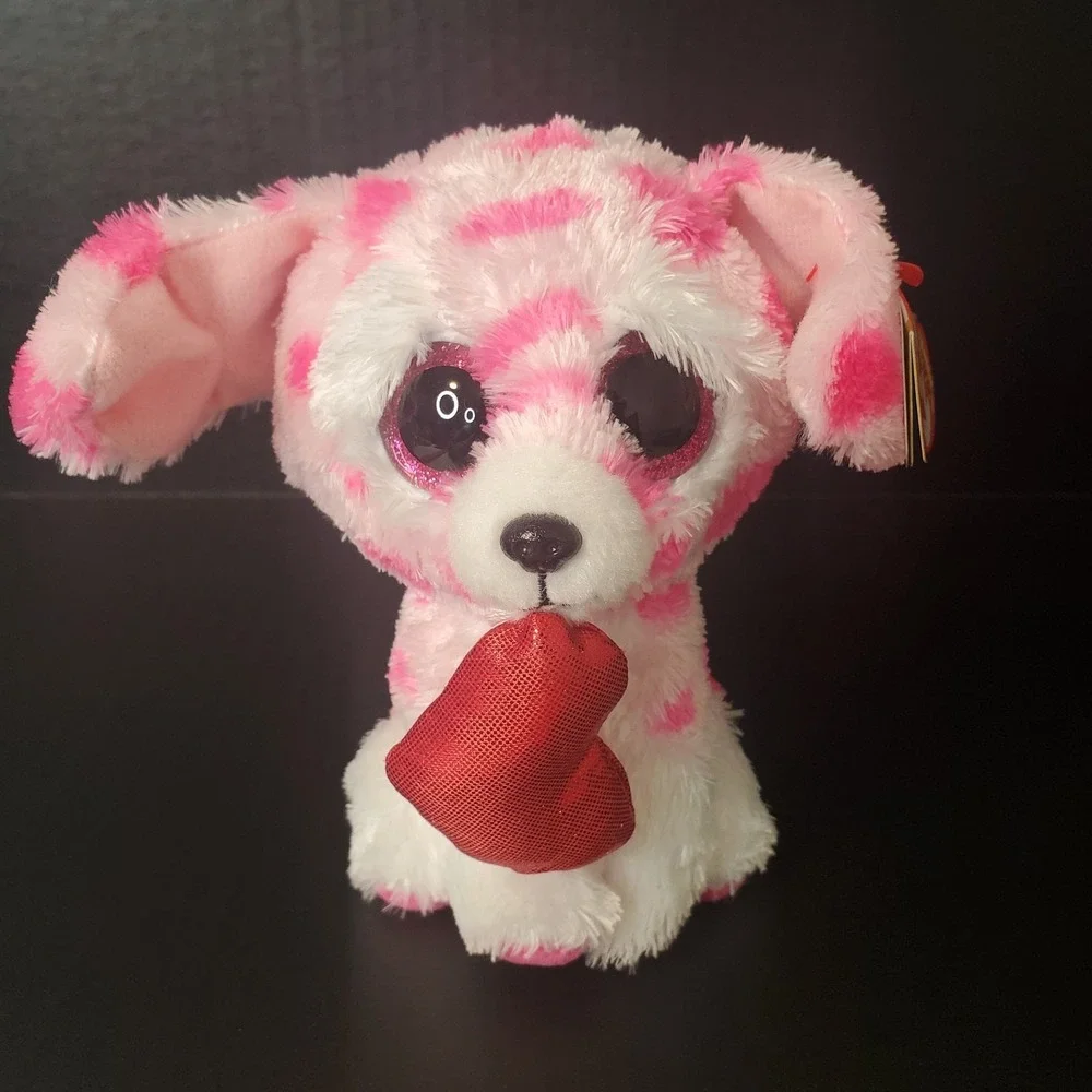 Ty Beanie Boos 2023 RORY the Valentine's Day Dog Pink Spotted 6
